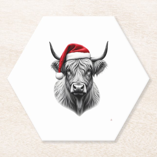 Posavasos De Papel Cute Baby Highland Cow Christmas Santa Gifts Xmas  (Anverso)