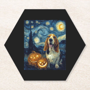 Posavasos De Papel Cute Basset Hound Dog Halloween Jack O Lantern Pum