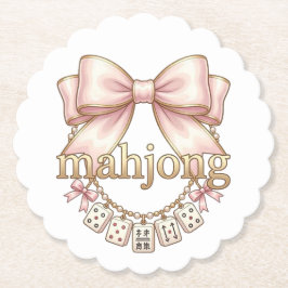 Posavasos De Papel Cute Coquette Lazo Rosa Amuleto Mahjong Mujer
