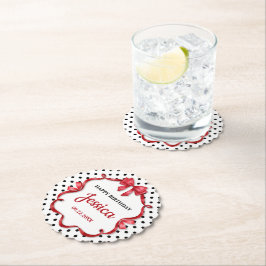 Posavasos De Papel Cute Crimson Bow Birthday