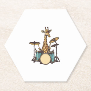 Posavasos De Papel Cute jirafa tocando tambores Girafas Música de tam