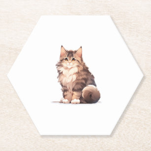 Posavasos De Papel Cute Kawaii Maine Coon Big Cat