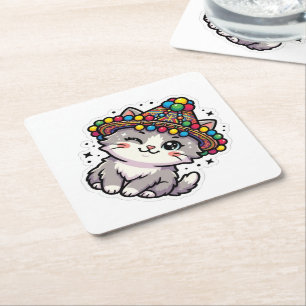 Posavasos De Papel Cute Kawaii Marroquí Amazigh Gato Gorro Tejido Peg