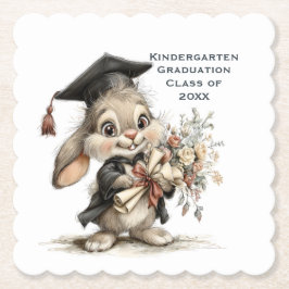 Posavasos De Papel Cute Kindergarten Graduation Bunny Design