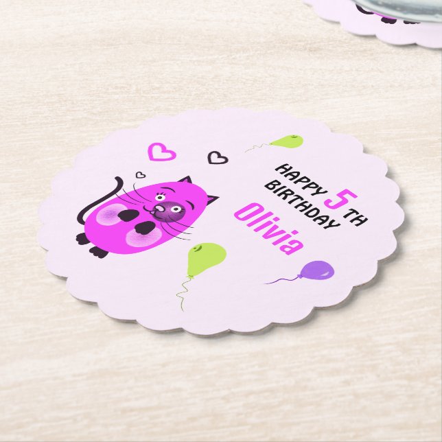 Posavasos De Papel Cute lilac cat (En perspectiva)