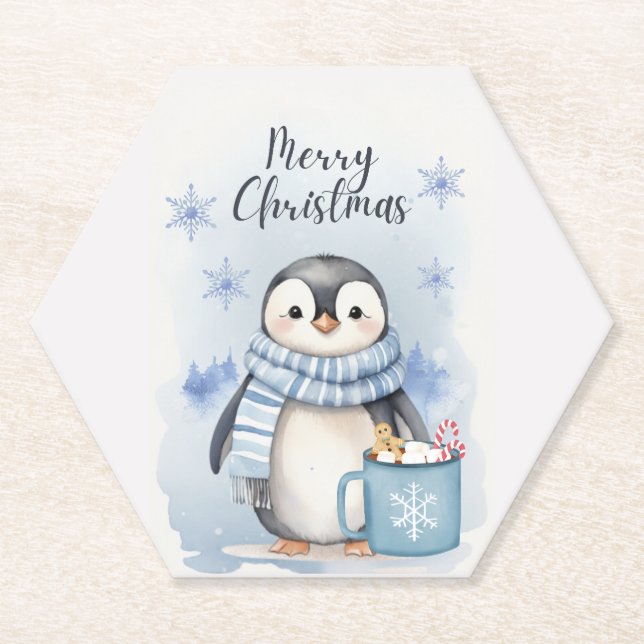 Posavasos De Papel Cute pingüino 3 (Anverso)