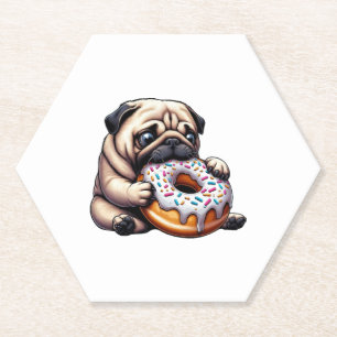 Posavasos De Papel Cute pug donut personalizado divertido masticar
