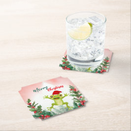 Posavasos De Papel Cute Red Merry fiesta de Navidad