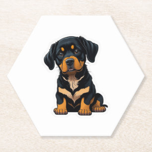 Posavasos De Papel Cute Rottweiler - Regalos para los dueños de perro