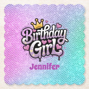 Posavasos De Papel Cute Royal Birthday Chica Fiesta Papel