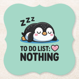 Posavasos De Papel cute sleeping penguin, to do list nothing