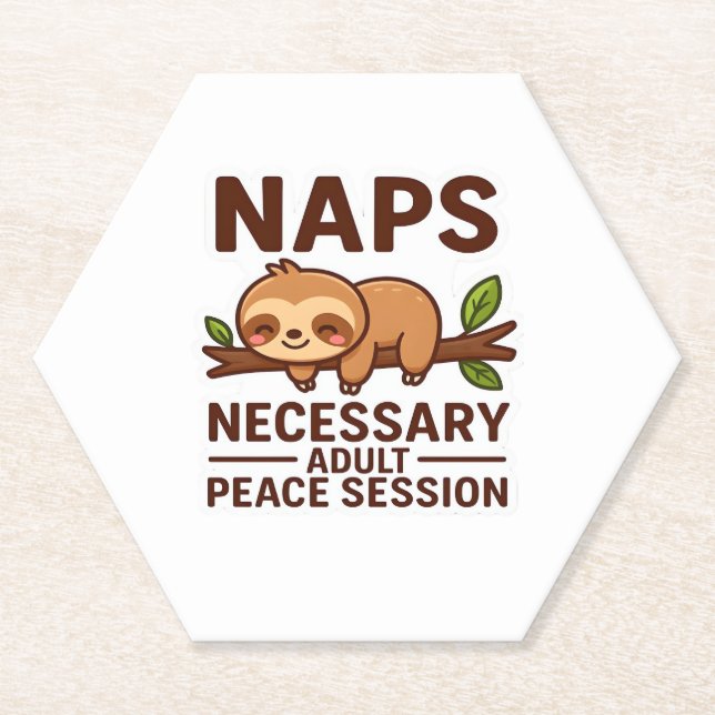 Posavasos De Papel Cute Sloth Naps - Necesaria Sesión De Paz Para Adu (Anverso)