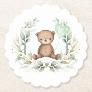 Posavasos De Papel Cute Teddy Bear Greenerenery Wreath Sage Balón