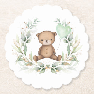 Posavasos De Papel Cute Teddy Bear Greenerenery Wreath Sage Balón
