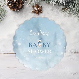 Posavasos De Papel Cute Winter Bear Blue Baby Shower