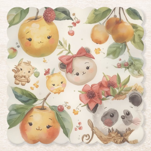 Posavasos de papel Cutie Fruitie (Anverso)