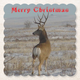 Posavasos De Papel D 20 Mule Deer Buck in Snow Coaster