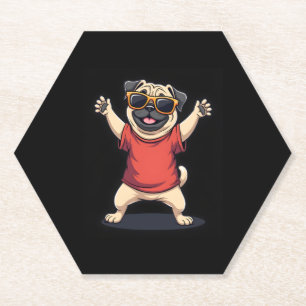 Posavasos De Papel Dabbing Dab Pug Dog Mascotas bailan pipa animal