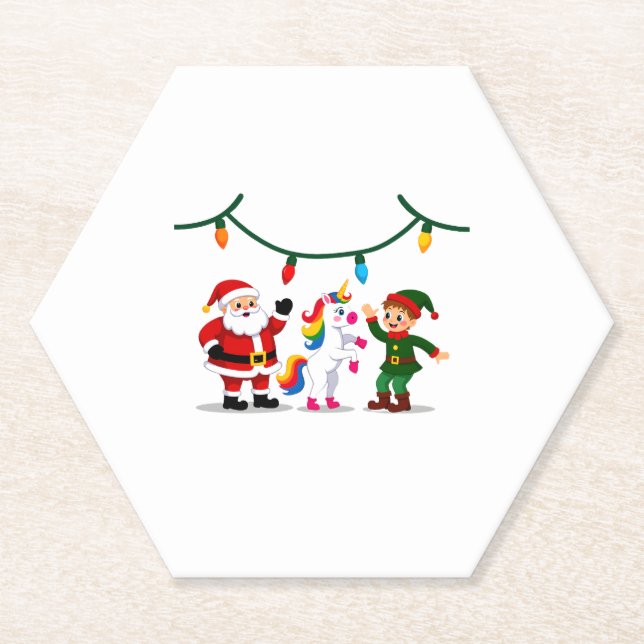 Posavasos De Papel Dabbing Santa Elf Unicorn Christmas Kids Boys Men  (Anverso)