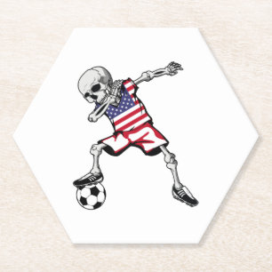 Posavasos De Papel Dabbing Skeleton Soccer Halloween Estados Unidos
