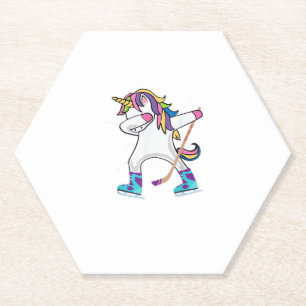 Posavasos De Papel Dabbing Unicornio Con Un Palo De Hockey Deporte Un