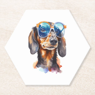 Posavasos De Papel Dachshund con lentes de sol