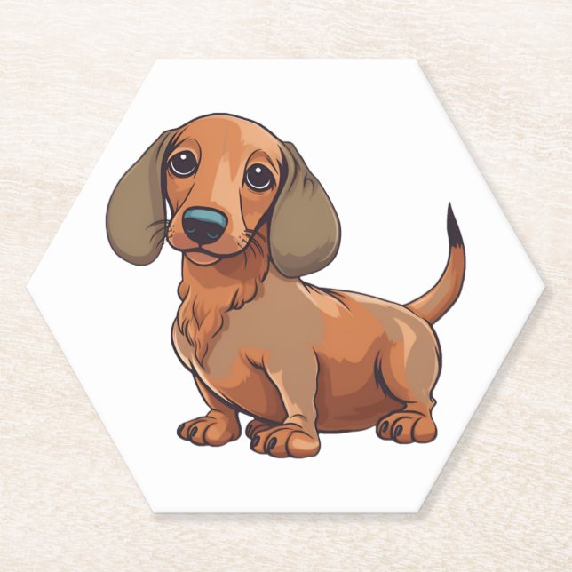 Posavasos De Papel Dachshund Dog Cute (Anverso)