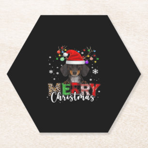Posavasos De Papel Dachshund Santa Dog Feliz Navidad sobredimensionad
