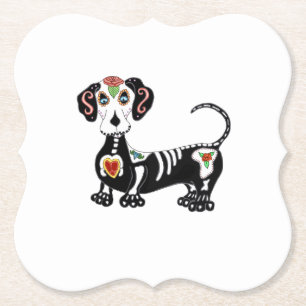 Posavasos De Papel Dachshund Sugar Skull