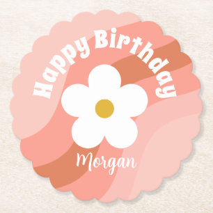 Posavasos De Papel Daisy Terracotta Peach Retro Fiestas Cupcakes