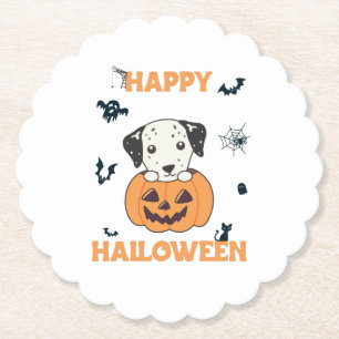 Posavasos De Papel Dalmatian En Calabaza Dulces Perros Feliz Hallowee