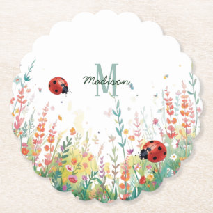 Posavasos De Papel Dama de agua de primavera Monograma floral de mari