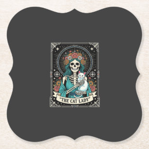 Posavasos De Papel Dama de Gatos Esqueleto Tarot Floral Gótico