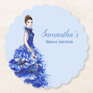 Posavasos De Papel Dama de honor con vestido azul brillante moda