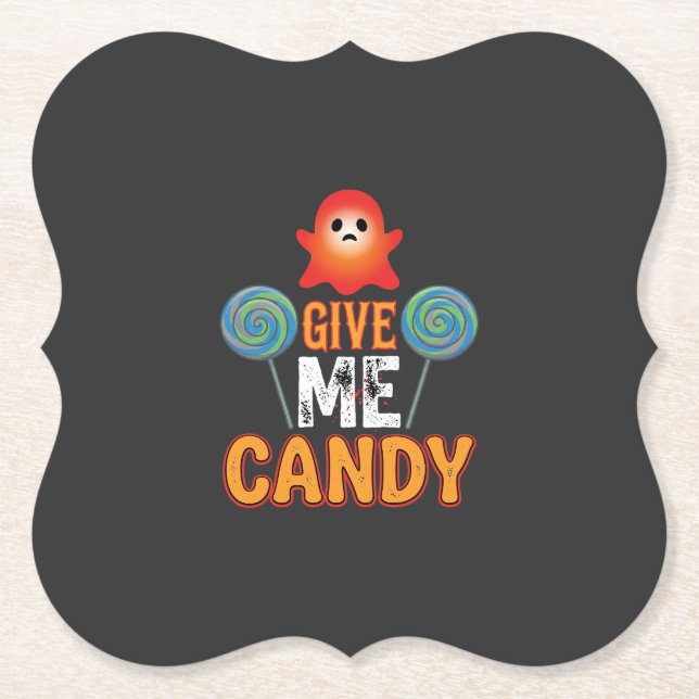 Posavasos De Papel Dame Caramelo Fantasma de Halloween_1 (Anverso)