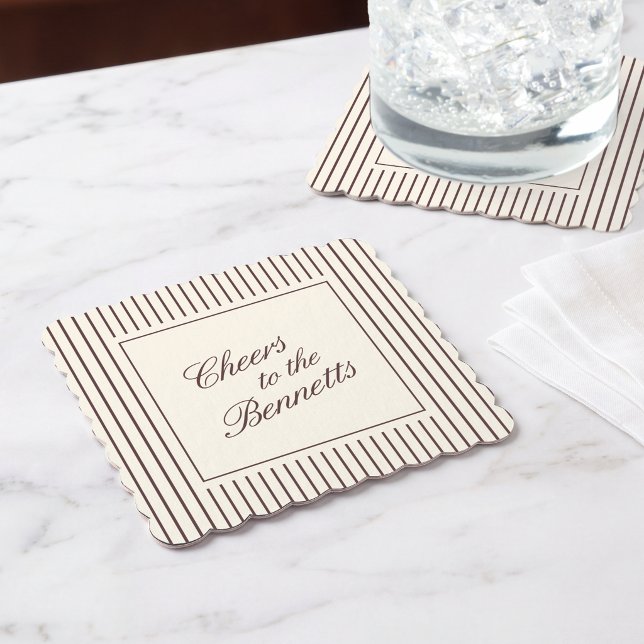 Posavasos De Papel Dark Burgundy Classic Script Wedding (Subido por el creador)