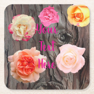 Posavasos de papel de árboles y rosas