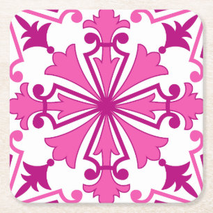 Posavasos de papel de azulejo portugués rosa