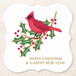 Posavasos de papel de bayas de acebo de Navidad Ca