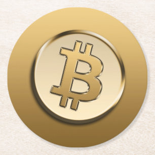 Posavasos de papel de Bitcoin dorado - redondo