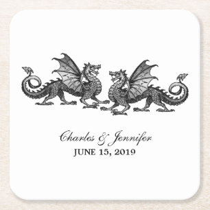 Posavasos de papel de boda de Dragones Elegantes d