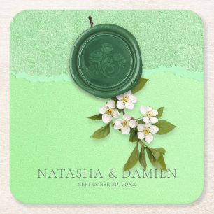 Posavasos de papel de boda Green Seal