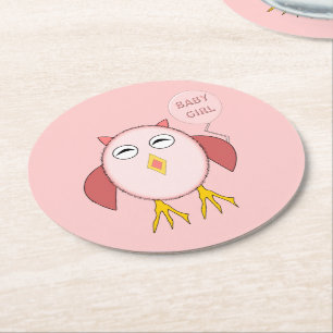 Posavasos de papel de búho niña bebé rosa lindo