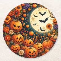 Posavasos de papel de calabaza de Halloween