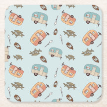 Posavasos de papel de caravana retro