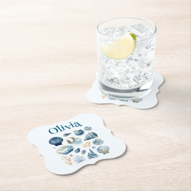 Posavasos de papel de concha azul - Nombre persona (In situ)