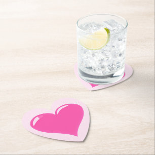 Posavasos de papel de corazón rosa