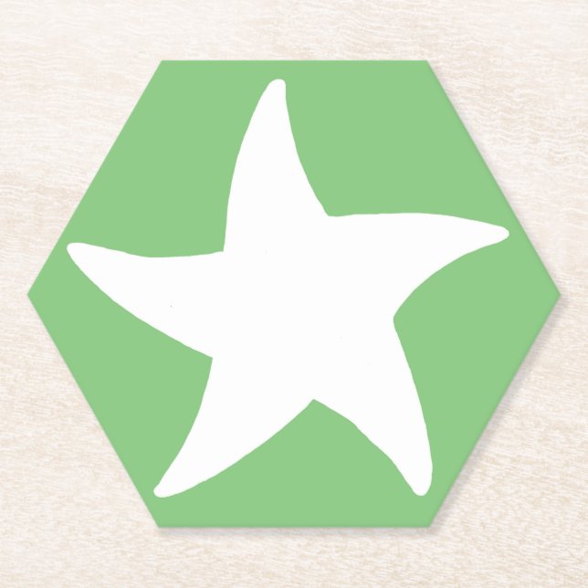 Posavasos de papel de estrella de mar verde (Anverso)