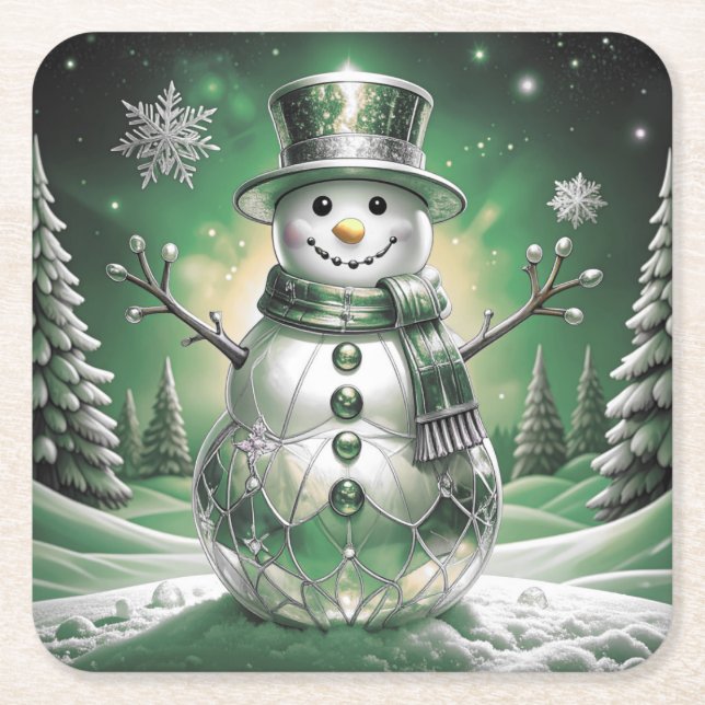 Posavasos de papel de fiesta de copos de nieve de  (Anverso)