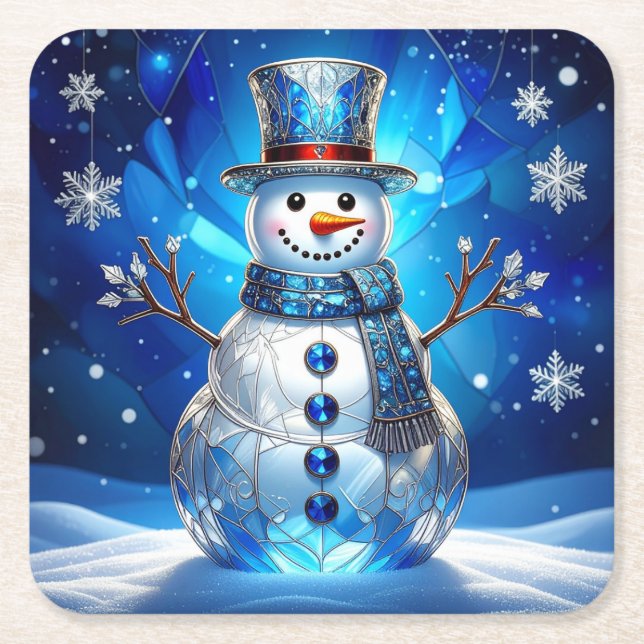 Posavasos de papel de fiesta de copos de nieve de  (Anverso)